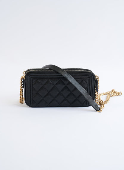 Chanel Black Caviar Leather Chain Wallet