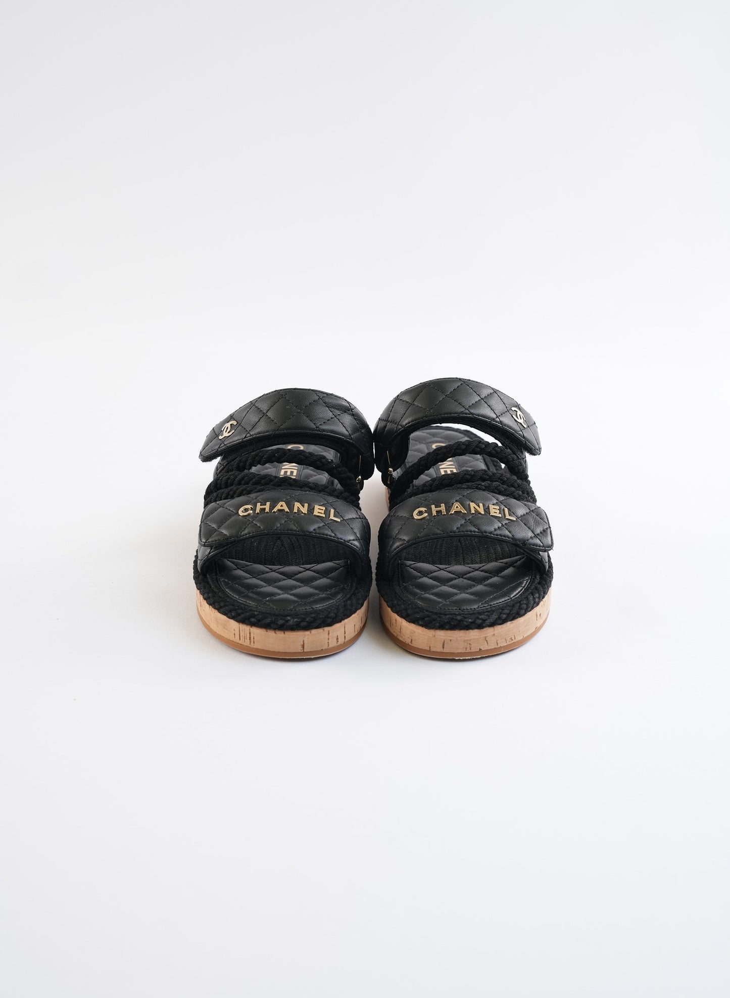 Chanel Leather Quilted Rope Sandals