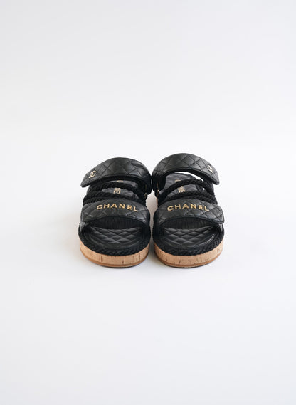 Chanel Leather Quilted Rope Sandals