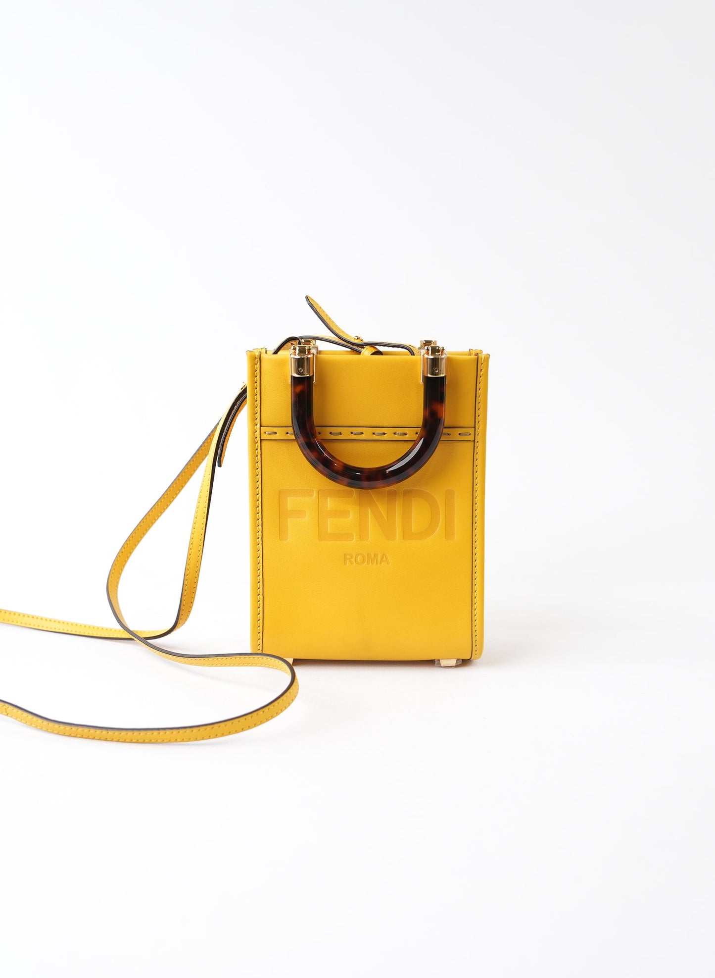 Fendi Leather Mini Sunshine Shopper Tote