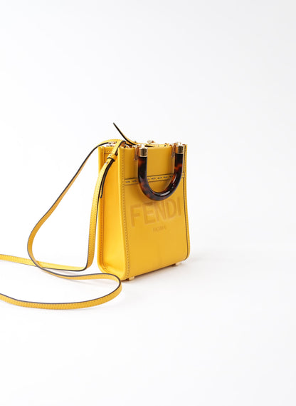 Fendi Leather Mini Sunshine Shopper Tote