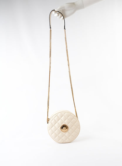 Versace Nappa Quilted La Medusa Round Camera Crossbody