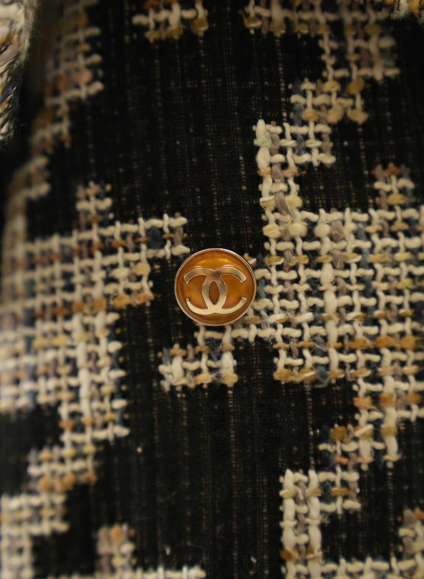 Chanel 2005 Runway Tweed Houndstooth Trench Coat