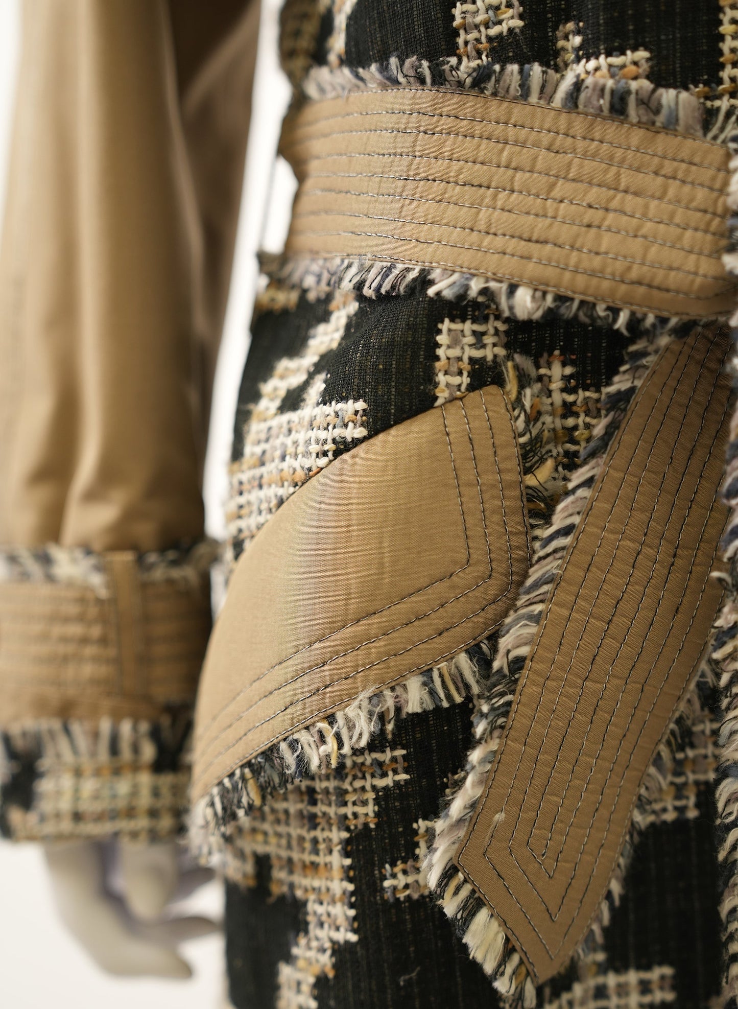 Chanel 2005 Runway Tweed Houndstooth Trench Coat