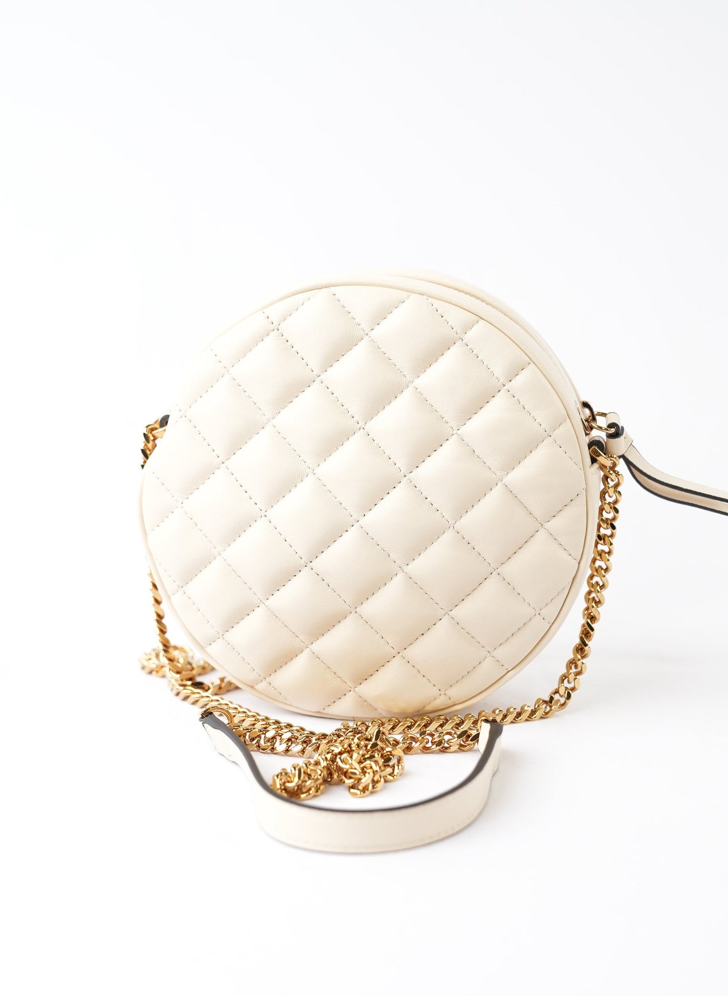 Versace Nappa Quilted La Medusa Round Camera Crossbody