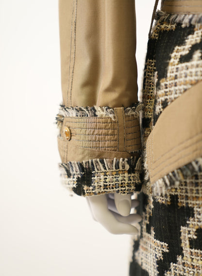 Chanel 2005 Runway Tweed Houndstooth Trench Coat