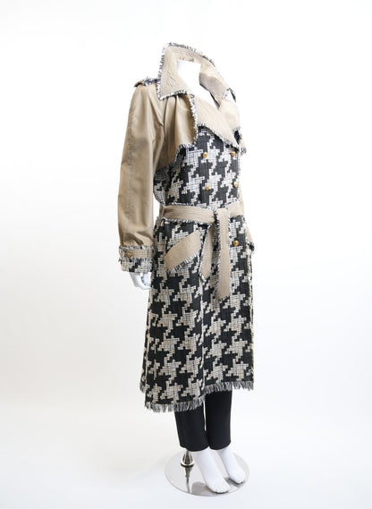 Chanel 2005 Runway Tweed Houndstooth Trench Coat