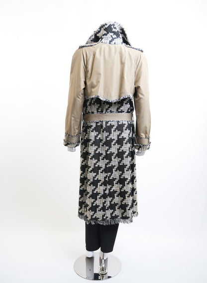 Chanel 2005 Runway Tweed Houndstooth Trench Coat