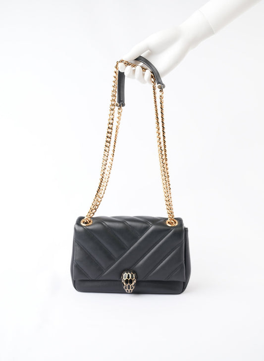 Bvlgari Serpenti Forever Black Leather Handbag