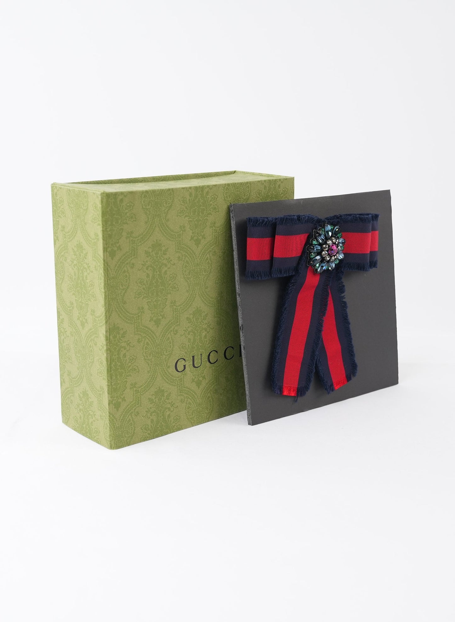 Gucci Grosgrain Crystals Bow Brooch