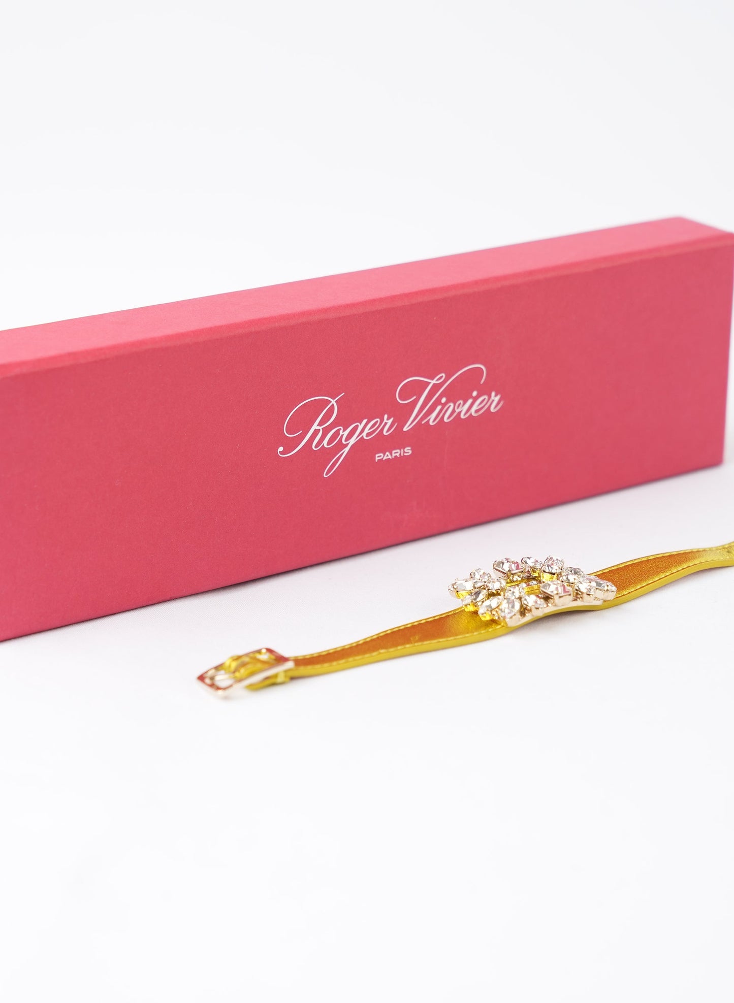 Roger Vivier Leather & Rhinestone Buckle Bracelet