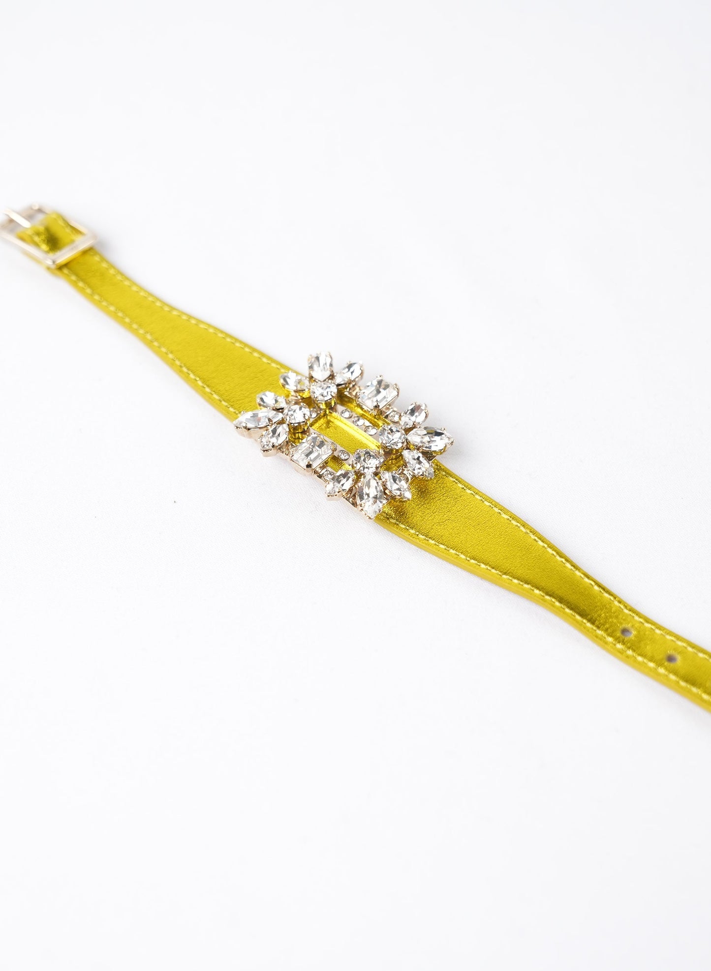 Roger Vivier Leather & Rhinestone Buckle Bracelet