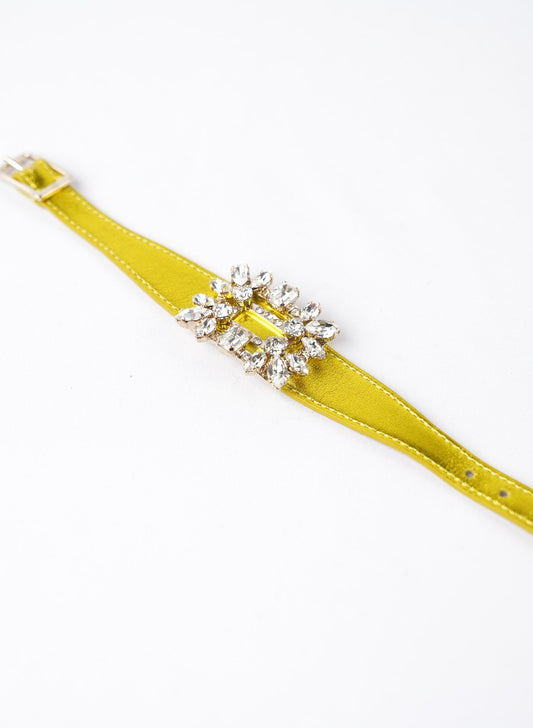 Roger Vivier Leather & Rhinestone Buckle Bracelet