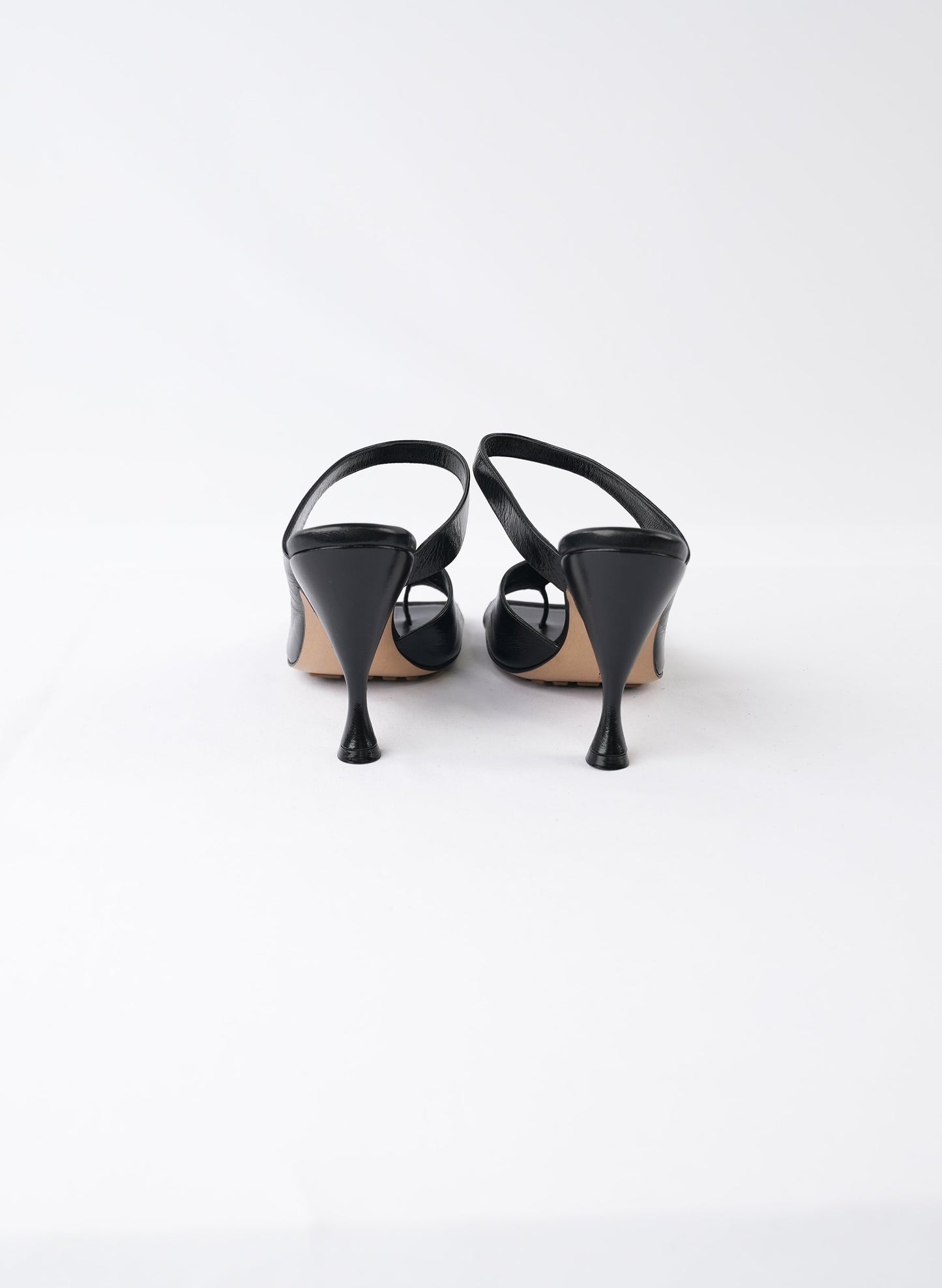Bottega Veneta Black Leather Cutout Slide Sandals