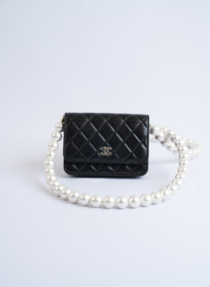 Chanel Quilted Pearls Wallet On The Chain