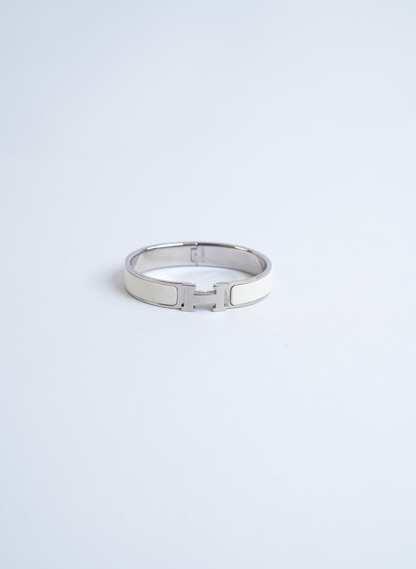 Hermes White Clic H Bracelet