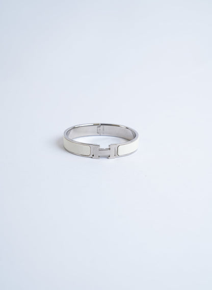 Hermes White Clic H Bracelet