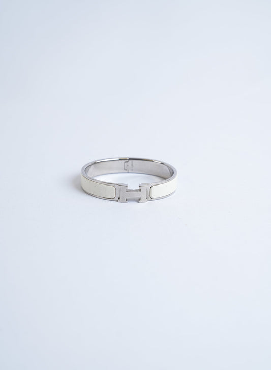 Hermes White Clic H Bracelet