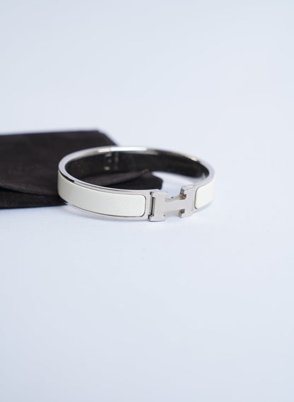 Hermes White Clic H Bracelet
