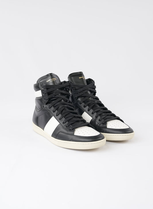 Saint Laurent Classic Court White High Top Sneakers