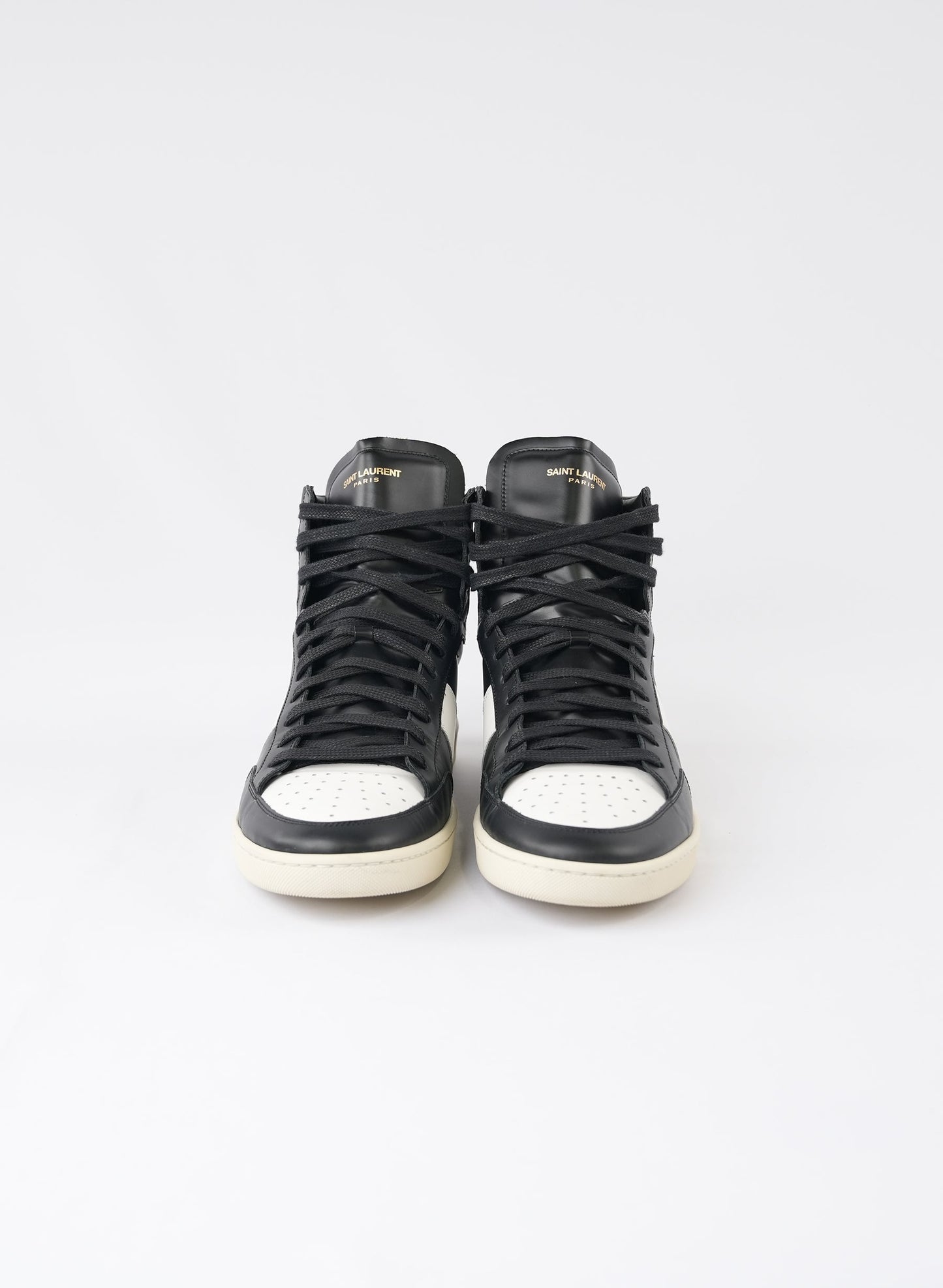 Saint Laurent Classic Court White High Top Sneakers