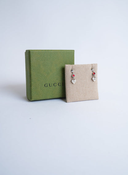 Gucci Red Stud Heart Earrings