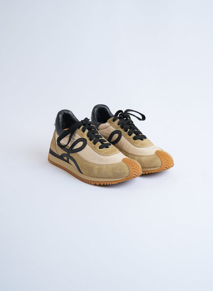 Loewe Flow Runner Leather-Trimmed Suede Sneakers