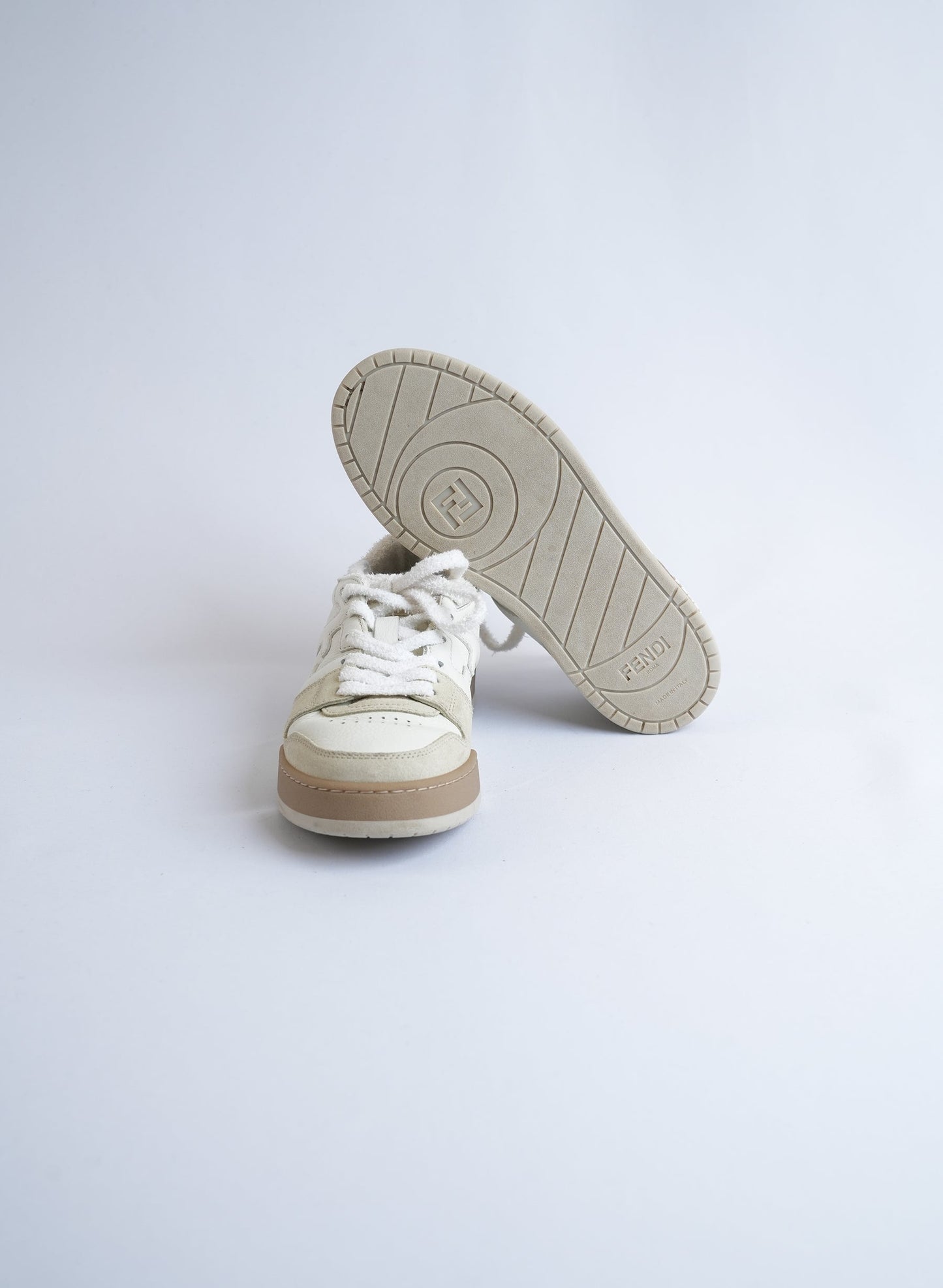 Fendi Match Leather White Sneakers