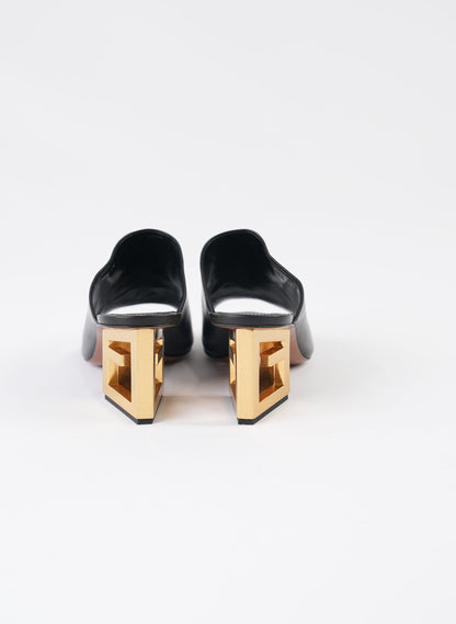 Givenchy Black Leather Triangle Mules
