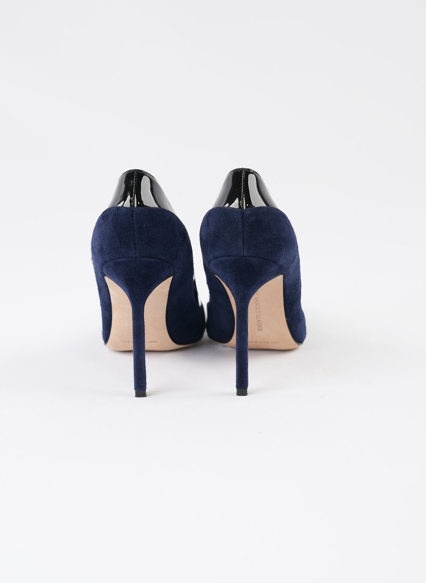 Manolo Blahnik Navy Blue Suede Pointed Toe Pumps