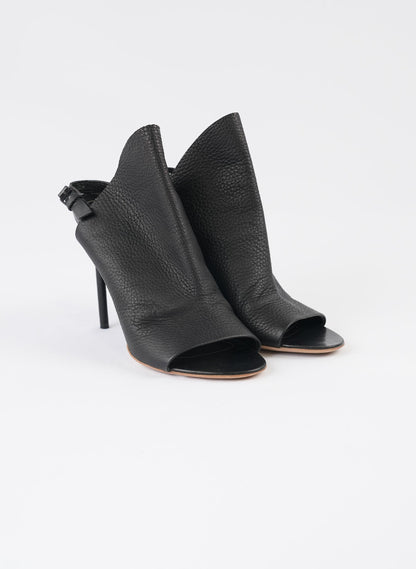 Balenciaga Black Leather Glove Slingback Sandals