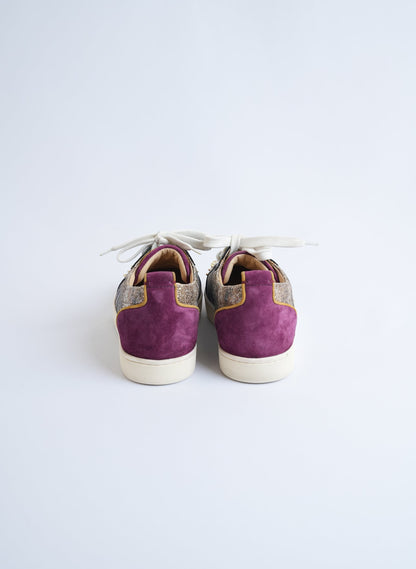 Christian Louboutin Glitter And Leather Louis Junior Spikes Sneakers