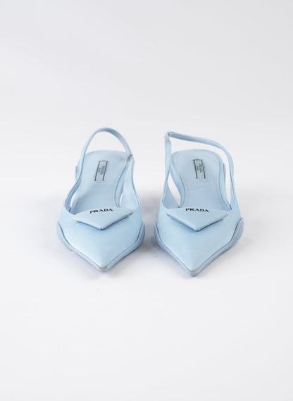 Prada Triangle Logo-Plaque Slingback Pumps