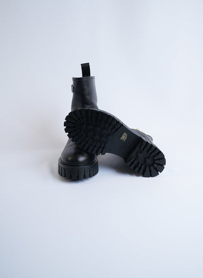 Versace Leather Medusa Combat Boots