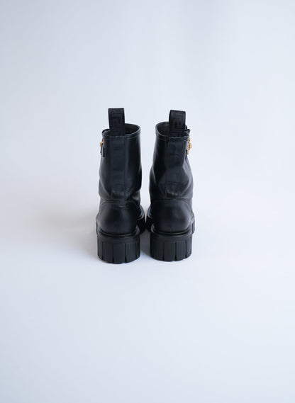 Versace Leather Medusa Combat Boots