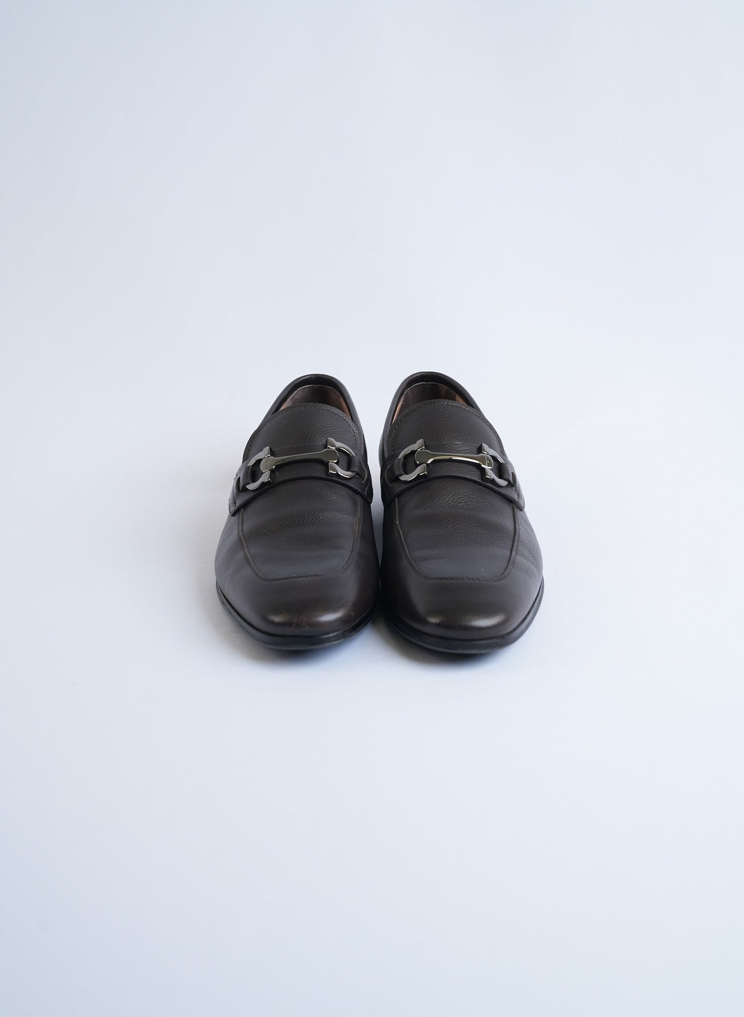 Salvatore Ferragamo Hickory Pebble Leather Loafers
