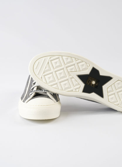 Christian Dior Grey Cotton Cannage Walk'N'Dior Low Top Sneakers