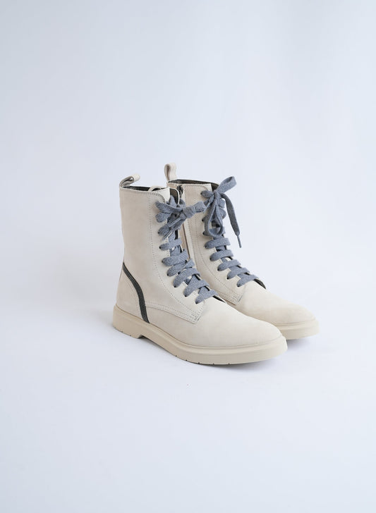 Brunello Cucinelli Embellished Suede Combat Boots