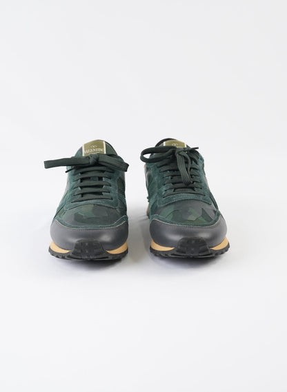 Valentino Garavani Nappa Suede Camouflage Rockrunner Sneakers