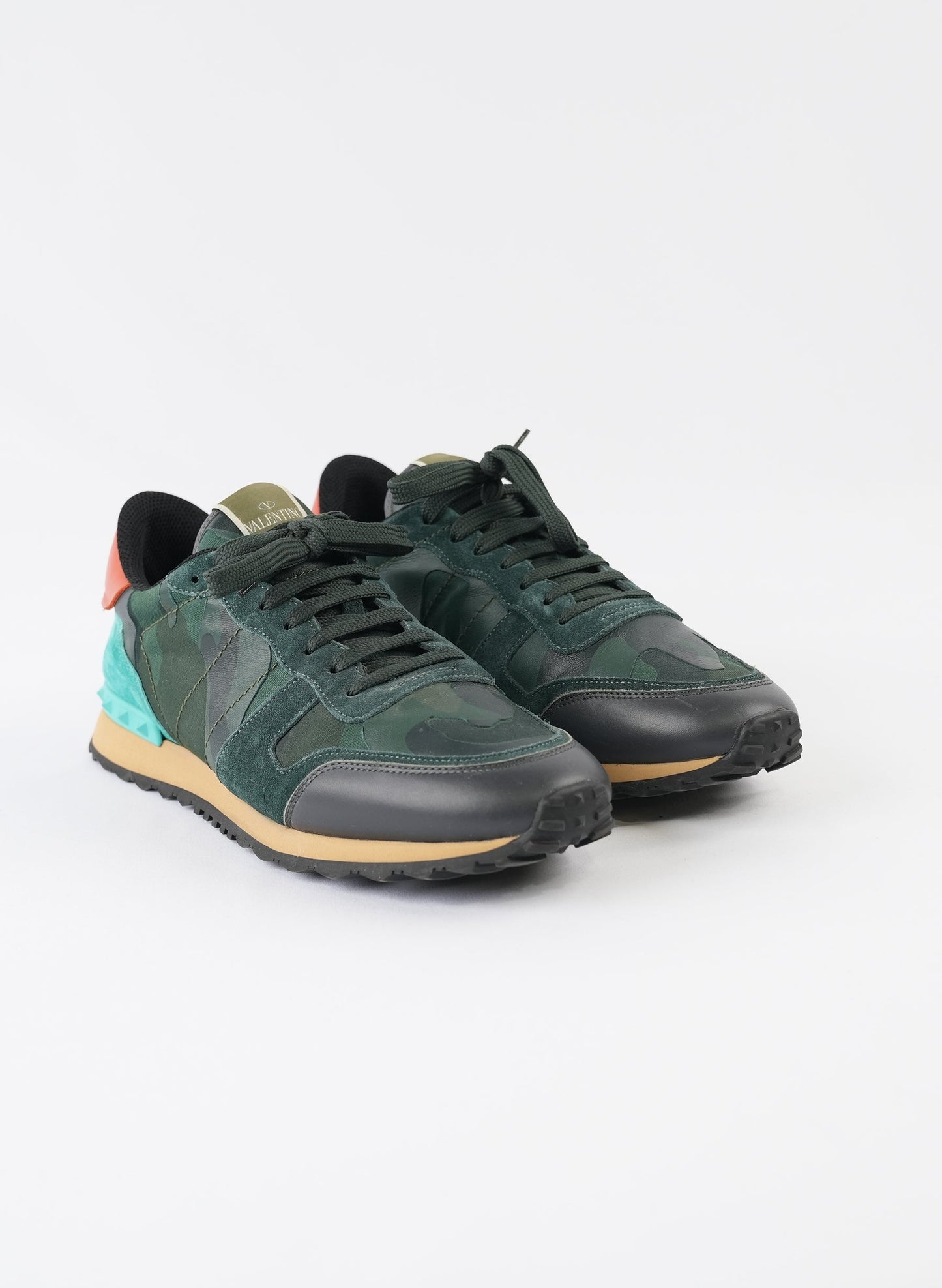 Valentino Garavani Nappa Suede Camouflage Rockrunner Sneakers