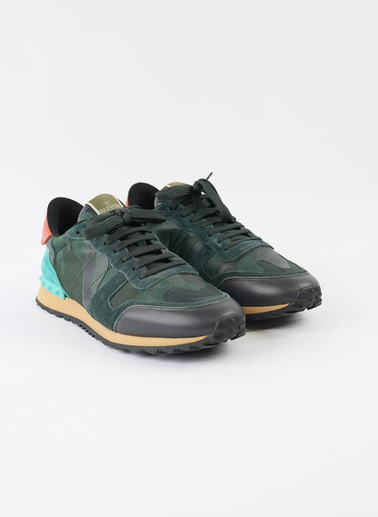 Valentino Garavani Nappa Suede Camouflage Rockrunner Sneakers