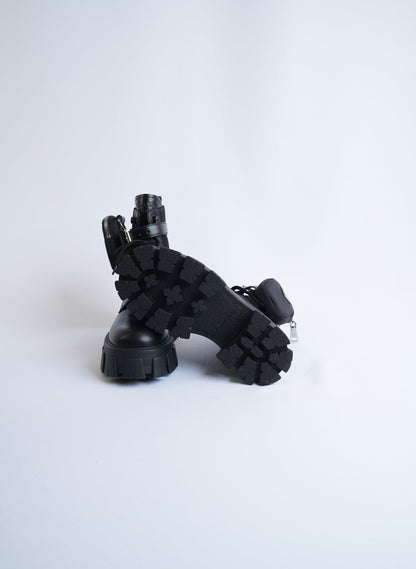Prada Leather And Re-Nylon Boots With Pouch