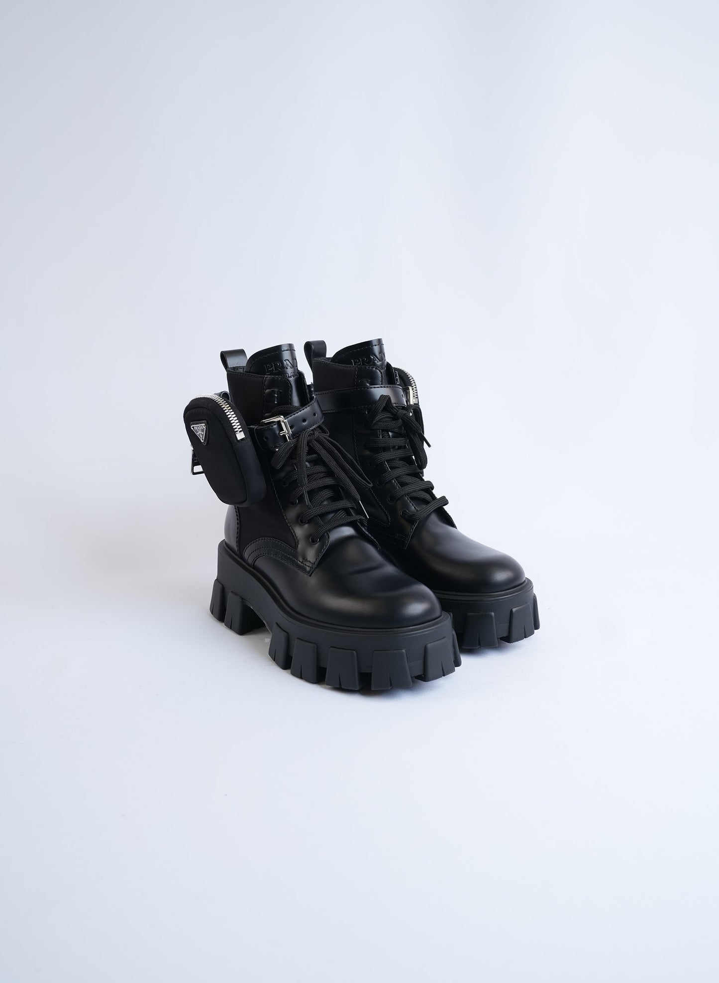 Prada Leather And Re-Nylon Boots With Pouch