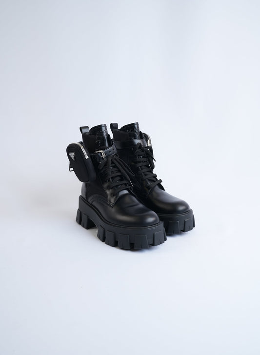 Prada Leather And Re-Nylon Boots With Pouch