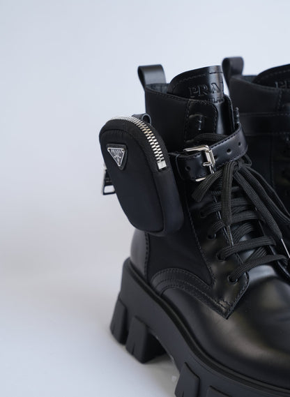 Prada Leather And Re-Nylon Boots With Pouch