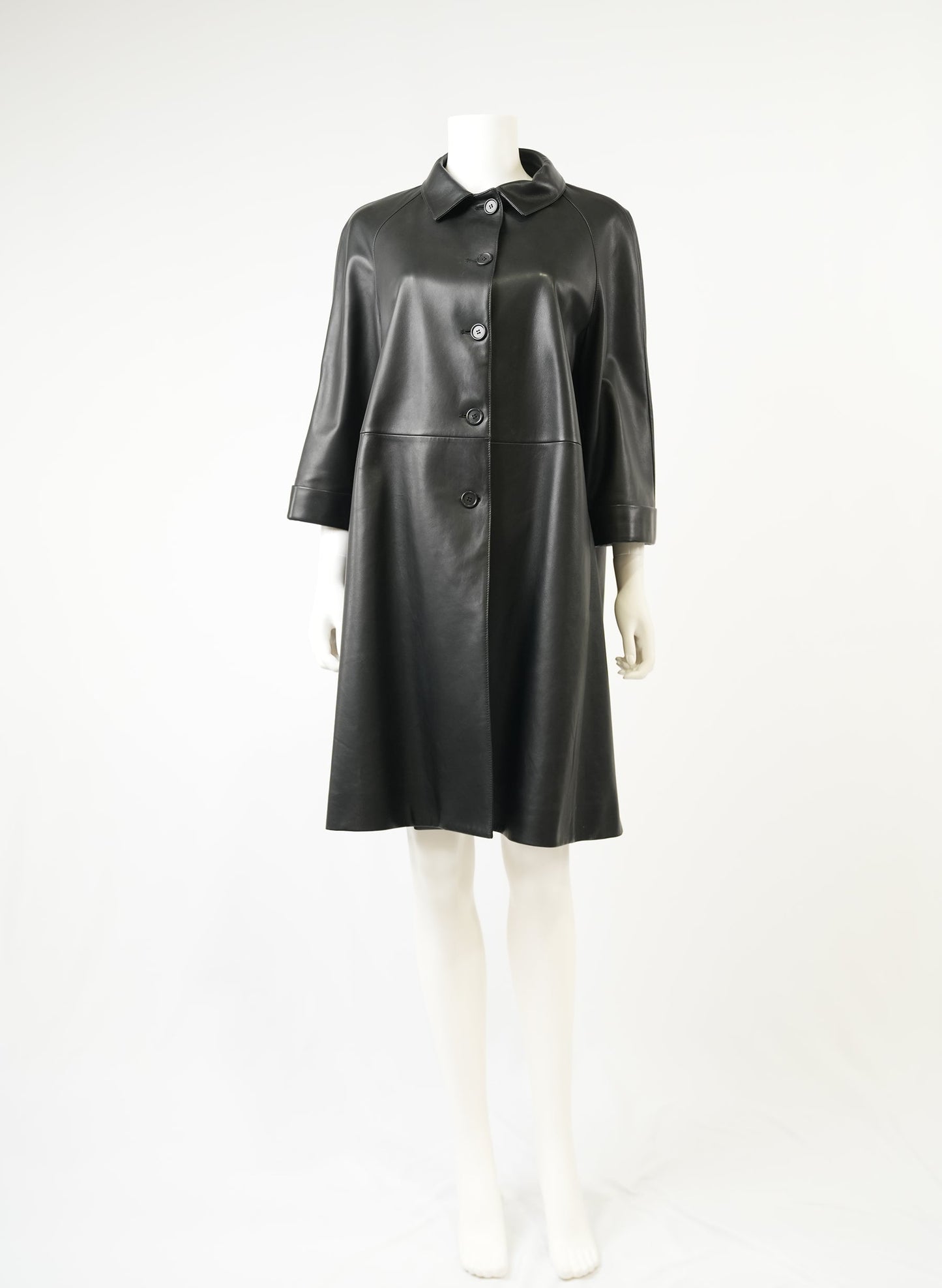Prada Mid Sleeve Black Leather Jacket