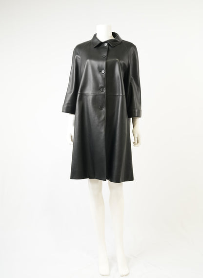 Prada Mid Sleeve Black Leather Jacket