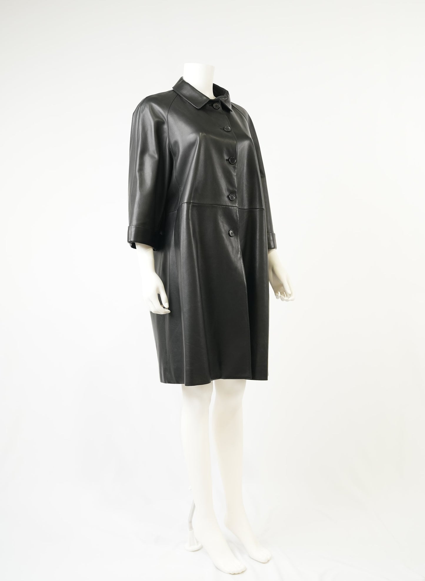 Prada Mid Sleeve Black Leather Jacket