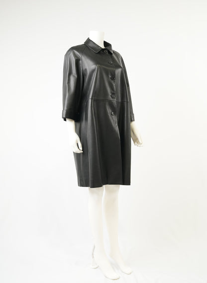 Prada Mid Sleeve Black Leather Jacket