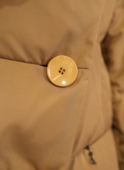 Max Mara Brown Shawl Collar Puffer Jacket